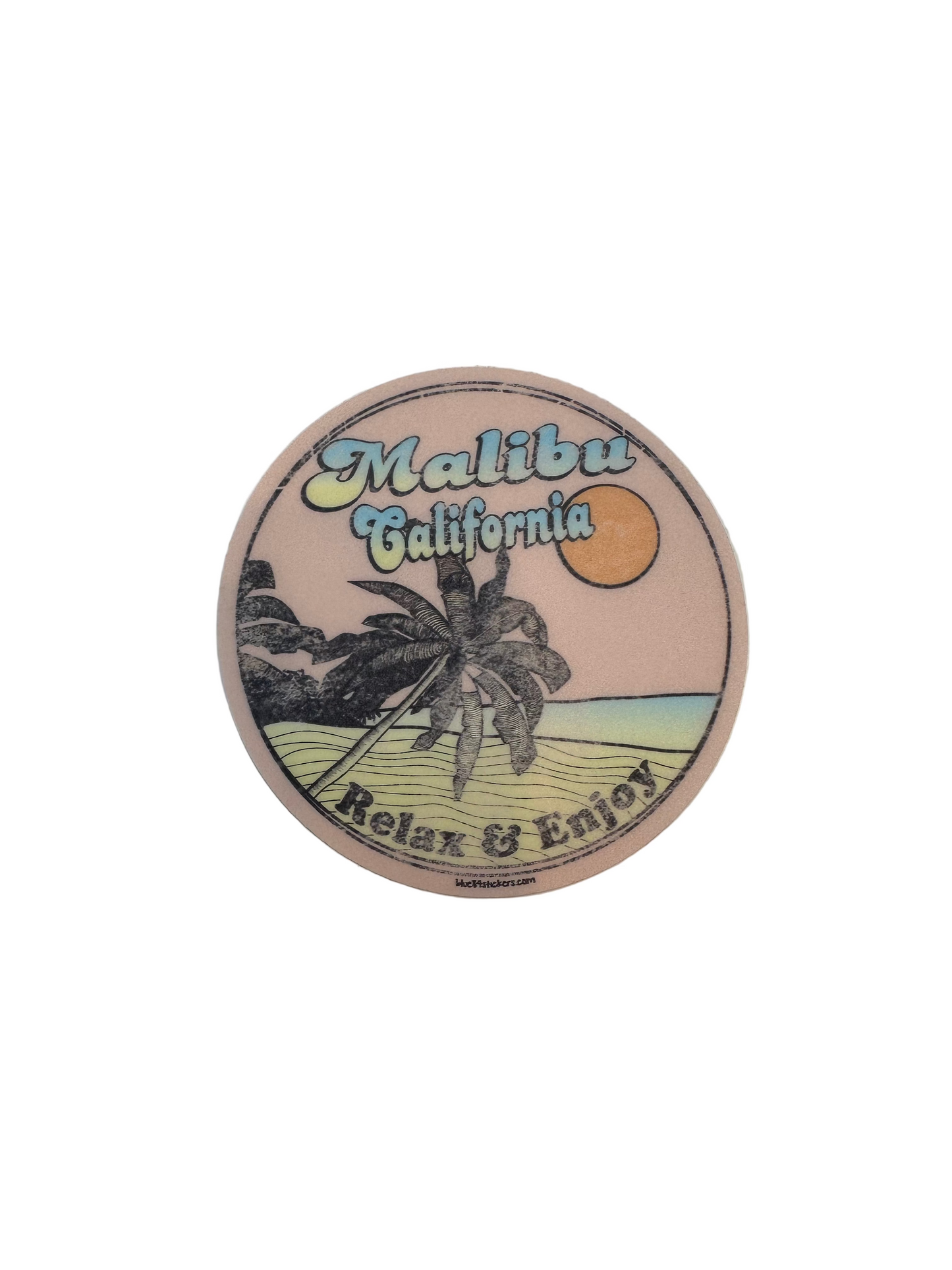 Round Pink Palm Tree Sticker