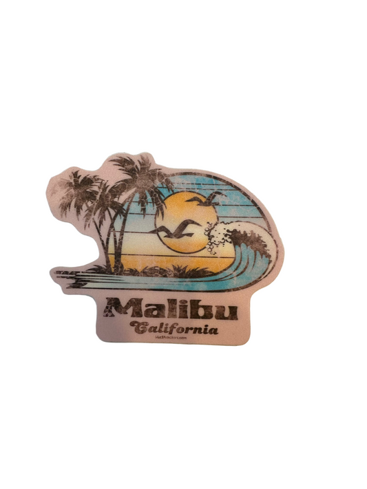 Pink Beach Wave Sunset Sticker - Large